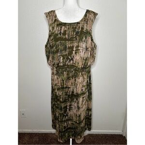New Avenue Womens Green Camo Camouflage Sleeveless Midi Dress Plus Size 26 NWT